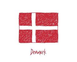 Dänemark-Flagge realistischer Marker oder Bleistift-Farbskizze vektor