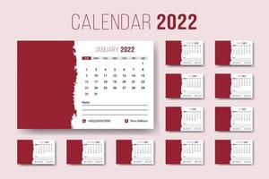 kalender 2022, kreativ skrivbordskalenderdesign vektor