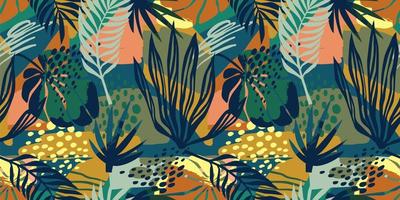 abstrakt konst seamless mönster med tropiska löv. modern exotisk design vektor