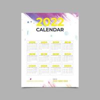 Neujahrskalender-Vorlagendesign für das Jahr 2022. Wandkalender-Planer-Vorlage. Vektor-Illustration. vektor