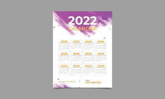 Wandkalender-Design 2022. neues Jahr-Wandkalender-Vorlagen-Design. Vektor-Illustration. vektor