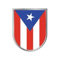 puerto rico flagge mit silbernem rahmenvektordesign vektor