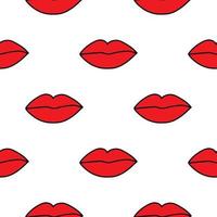 nahtlose Muster roter Lippenstift Kuss auf weiß. Lippen druckt Vektorillustration. perfekt für Valentinstag Postkarte, Grußkarte, Textildesign, Stoff, Geschenkpapier, etc. vektor