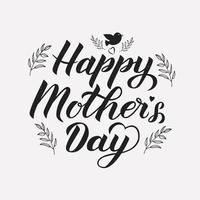 Happy Mother's Day Kalligraphie-Schriftzug mit floralen Elementen. Typografie-Poster zum Muttertag. Retro-Vektor-Illustration. einfach zu bearbeitende Vorlage für Partyeinladungen, Grußkarten, Tags, Flyer usw. vektor