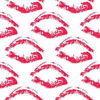nahtlose Muster Lippenstift Kuss auf weißem Hintergrund. heiße rosa Lippen druckt Vektorillustration. perfekt für valentinstagpostkarte, grußkarte, textildesign, geschenkpapier, kosmetikpaket. vektor