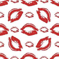 nahtlose Muster roter Lippenstift Kuss auf weißem Hintergrund. Lippen druckt Vektorillustration. perfekt für Valentinstagspostkarten, Grußkarten, Textildesign, Geschenkpapier, Kosmetikpakete usw. vektor