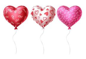 hjärta ballong set vektor design. hjärtmönster ballonger för alla hjärtans firande och dekorationer isolerade i vit bakgrund. vektor illustration.