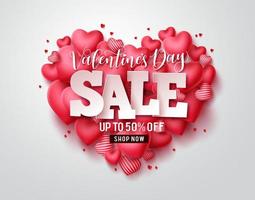 alla hjärtans dag försäljning vektor hjärtan. alla hjärtans dag försäljning text med hjärta form element i röd bakgrund. vektor illustration.