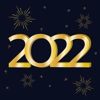 2022 guldelement för att fira ett gott nytt år. vektor