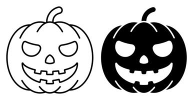 linjär ikon. spöklik pumpa frukt. höstens halloween pumpor. enkel svart och vit vektor isolerad på vit bakgrund