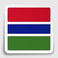 Gambia-Flaggensymbol auf quadratischem Papieraufkleber mit Schatten. Schaltfläche für mobile Anwendung oder Web. Vektor