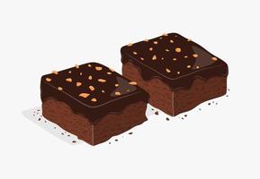 vektor choklad brownie isolerad på vit bakgrund. brownie tårta bit, hemlagad dessert mat. vektor illustration