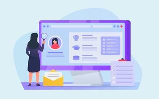cv-analys för att anställa personer på onlineapplikationer på datorskärm vektor
