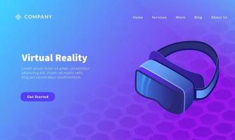virtuell verklighetsglasögon för webbplatsmall eller banner för landningshemsida vektor