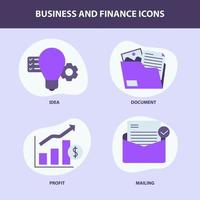 Business-Set-Sammlungssymbol mit Symbolen für Ideendokumentdiagramm und Umschlag vektor