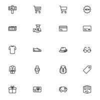 online shopping - tunn linjär vektor ikonuppsättning. pixel perfekt. setet innehåller ikoner som shopping, rabatt, kundvagn, leverans, plånbok, kurir och så vidare