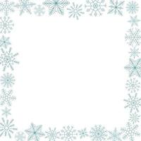 Rahmen aus blauen Schneeflocken. Vorlage für Winterdesign. vektor