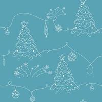 nahtloses sich wiederholendes Muster mit strukturierten Weihnachtsbäumen auf weißem Hintergrund. Strichzeichnungen. modernes und originelles festliches Textil, Geschenkpapier, Wandkunstdesign. Schaltungsgekritzel vektor