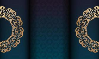 blå gradient banner med abstrakt guldmönster och plats för logotyp eller text vektor
