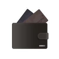 brun plånbok med kreditkort. manlig plånbok med bankkort isolerad på en vit bakgrund. vektor. vektor