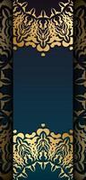 Grußkartenvorlage mit blauem Farbverlauf mit indischem Goldmuster für Ihre Marke. vektor