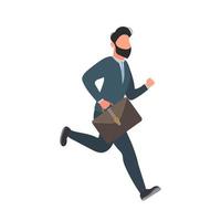 Geschäftsmann läuft mit einem Koffer. laufender Mann in einem Business-Anzug mit einer Aktentasche. gut für Business-Themen. Vektor. vektor