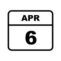 6 april Datum på en enkel dagskalender vektor