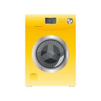 gelbe Waschmaschine isoliert auf weißem Hintergrund. realistische Vektorwaschmaschine. vektor