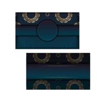 reklambladsmall med lutning blå färg med indiskt guldmönster för din design. vektor