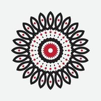 Vektor handgezeichnete Doodle Mandala. ethnisches Mandala mit buntem Stammes-Ornament. isoliert. schwarze und rote farbe