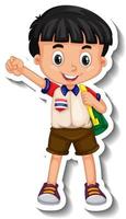thailändische Studentenjunge Zeichentrickfigur vektor