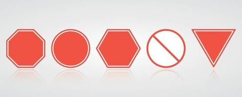 Stopp rotes Schild. leere verbotene Icon-Set. verschiedene Form des Verbots-Schildes. Vektor