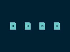 filformat platt ikonuppsättning. css, html, js, php webbutveckling filformat på mörkblå bakgrund. vektor