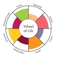 Rad des Lebens Vorlagendiagramm. Diagramm des Coaching-Tool-Konzepts. Vektor