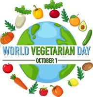 World Vegetarian Day logotyp med grönsaker och frukt vektor