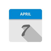 7 april Datum på en enkel dagskalender vektor