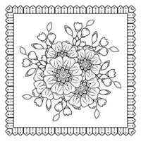 Mehndi-Blume für Henna, Mehndi, Tätowierung, Dekoration. dekoratives Ornament im ethnisch-orientalischen Stil, Doodle-Ornament, Umrisshand zeichnen. Malbuchseite. vektor