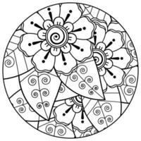 mehndi blomma för henna, mehndi, tatuering, dekoration. dekorativ prydnad i etnisk orientalisk stil, doodle prydnad, disposition hand rita. målarbok sida. vektor