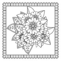 Mehndi-Blume für Henna, Mehndi, Tätowierung, Dekoration. dekoratives Ornament im ethnisch-orientalischen Stil, Doodle-Ornament, Umrisshand zeichnen. Malbuchseite. vektor