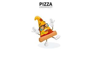 Cartoon-Pizza-Maskottchen, Vektor-Illustration eines niedlichen Pizza-Charakter-Maskottchens vektor