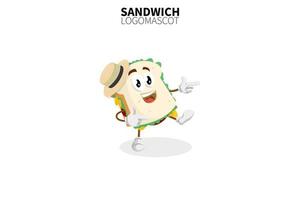 Cartoon-Sandwich-Maskottchen, Vektor-Illustration eines süßen Sandwich-Charakter-Maskottchens vektor