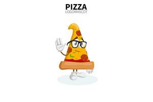 Cartoon-Pizza-Maskottchen, Vektor-Illustration eines niedlichen Pizza-Charakter-Maskottchens vektor