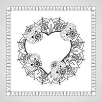 handritad hjärta med mandala. dekoration i etniska orientaliska doodle prydnad vektor