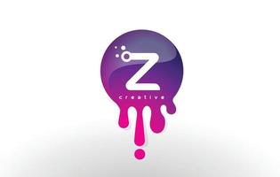 Z-Brief-Splash-Logo. lila Punkte und Blasen Buchstabendesign vektor