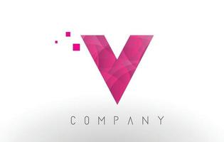 V-Brief-Logo-Design mit violettem Punktmuster. vektor