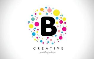 b Bubble Dots Letter Logo Design mit kreativen bunten Blasen. vektor