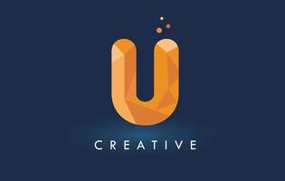 u Brief mit Origami-Dreieck-Logo. kreatives gelb-oranges Origami-Design. vektor