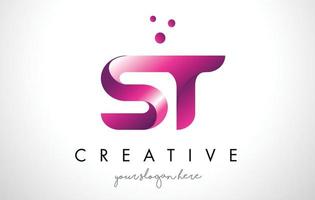 st brief logo design mit lila farben und punkten vektor