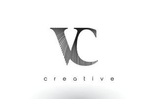 vc-logotypdesign med flera linjer och svartvita färger. vektor