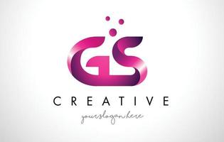 gs brief logo design mit lila farben und punkten vektor